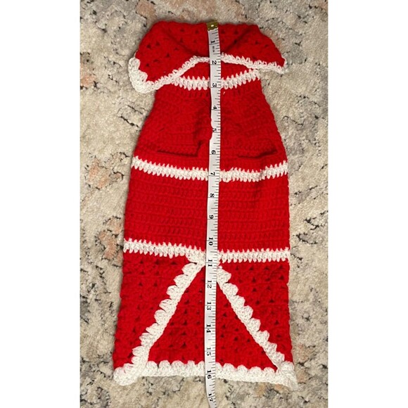 Handmade Crochet Knit Dog Sweater Size S Shirt Puppy Christmas Santa Red - Picture 7 of 9